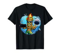 Tiki Man Shark Selfie - Funny Island Ocean Vibes Tropical Camiseta