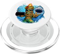 Tiki Man Shark Selfie - Funny Island Ocean Vibes Tropical PopSockets PopGrip para MagSafe