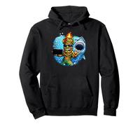 Tiki Man Shark Selfie - Funny Island Ocean Vibes Tropical Sudadera con Capucha