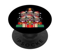 Tiki Pile Luau Hawaiian Tiki Mask Árbol de Navidad Sombrero de Navidad PopSockets PopGrip Adhesivo