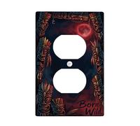 Tiki - Placa de pared dúplex, diseño tribal de luna oscura, nubes de Halloween, plástico, tamaño estándar, placas faciales para tomas de corriente para el hogar, sala de estar, dormitorio, decoración