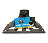 TIKI Soporte de antorcha de hierro fundido, resistente, independiente y resistente a la intemperie para patio, jardín, terraza y patio trasero, se adapta a postes de antorcha de 0.75 a 1.25 pulgadas,