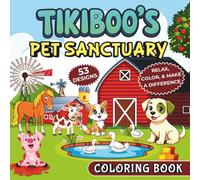TIKIBOO Pets Sanctuary Coloring Book for Adults and Kids, Bold and Easy: Simple and Big Designs for Relaxation Featuring Animals, Landscape, Flowers, Animal Rescue Cause