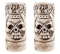TIKIS - Vaso de cóctel tiki para casa con tinte (54 cl, 2 tazas de cerámica, decoración de cócteles, bar, juego de 2 piezas, decoración de vasos mixología