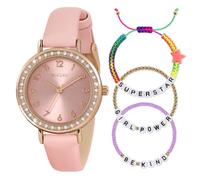 Tikkers ATK1092-SET - Juego de reloj y pulsera de la amistad con cuentas y correa rosa de oro rosa