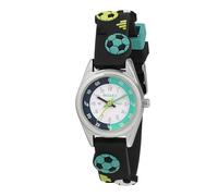 Tikkers Kids Time Teacher - Reloj analógico con correa de silicona, diseño de fútbol, color azul marino, negro, Deportivo