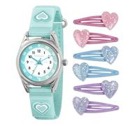 Tikkers Reloj Analógico para Niñas de Cuarzo con Correa en Lienzo ATK1094-SET