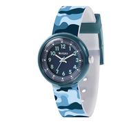 Tikkers Reloj analógico para niño con correa de camuflaje azul, azul, Moderno