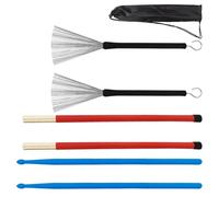 TIKODIDA 1 Set de Kit de Baquetas de Nailon y Cepillo de Alambre con Bolsa de Almacenamiento, Duradero, Superficie Pulida, Respuesta Rápida para Bateristas Principiantes y Profesionales en