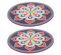 TIKODIDA 2 Cojines Grandes para Cuenco Tibetano Mandala Azul Oscuro, Base Antideslizante para Cuencos Sonoros, Posavasos Tejidos a Mano para Meditación y Yoga, Tapete Bordado