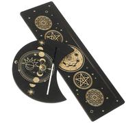 TIKODIDA 2 Piezas Soporte de Madera Negro para Cartas de Tarot Diseño Lunar, Elegante y Delicado, Fácil de Almacenar y Ahorra Espacio para Actividades de Meditación en Casa