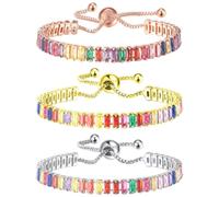 TIKODIDA 3 piezas Pulseras Ajustables de Circonita Cúbica para Mujer Brazaletes Joya con Diseño Encantador y Chic Regalo Elegante para Ocasiones Especiales