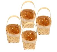 TIKODIDA 4 Cestas de Mimbre Asas, Tamaño Pequeño 6,5 X 4,5 X 4 CM, para Uso como Cesta de Fruta o Contenedor Rústico
