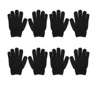 TIKODIDA 4 Pares Guantes Exfoliantes para Baño y Ducha, Color Negro, Poliéster, Limpieza Profunda de Piel Muerta, Exfoliación Corporal, Toallas de Lavado Tipo Guante para Cuidado
