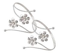 TIKODIDA Abrazaderas para Cortinas de Metal en Aleación, Diseño Doble Flor Strass, Color Plateado, 2 Piezas, Sujetacortinas Aplicables para Decoración y Amarre en Salón, Dormitorio