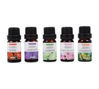 TIKODIDA Aceites Esenciales Aromáticos 5 Piezas 10ml Set Agua Soluble para Humidificador, Difusor y Bombas de Baño Lavanda, Cerezo, Osmanthus, Jazmín y Rosa para Aromaterapia