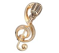 TIKODIDA Alfiler de Nota Musical y Micrófono Dorado en Aleación, Fácil de Poner y Ajuste Ajustable, Adecuado para Regalos de Cumpleaños y Fiestas de Graduación