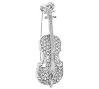 TIKODIDA Broche de Violín Plateado de Aleación Esmaltada Cristales de Imitación, Accesorio Musical para Abrigo de Traje de Vestir, Ramillete de Insignia de Pin Elegante y Versátil
