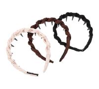 TIKODIDA Diadema Antideslizante para Mujer 3 Piezas Satinada con Peine en U Perfil Alto para Volumen Colores Negro Marrón y Beige Adecuado para Maquillaje y Cuidado Facial