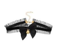 TIKODIDA Gargantilla de Encaje Negro con Lazo y Campana, Collar Lolita para Cosplay, Joyería Femenina Elegante para Fiestas y Uso Diario, Accesorio de Cosplay Estilo Lolita