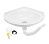 TIKODIDA Lavabo de baño de esquina montado en la pared, lavabo de plástico triangular pequeño, lavabo compacto para baños pequeños y balcones, fácil de limpiar, ahorro de espacio