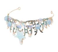 TIKODIDA Marina para Mujer Aleación y Brillantes Tiara Azul Conchas Marinas y Estrellas de Mar Tocado Ligero para Bodas Fiestas Temáticas y Disfraces de Princesa