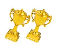 TIKODIDA Mini Copas de Trofeo Doradas 2 Piezas de Plástico para Adornos de Tartas en Celebraciones Infantiles y Competencias