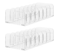 TIKODIDA Organizador Cosméticos de Escritorio Acrílico Transparente 2 Piezas 7 Compartimentos Multiusos para Maquillaje y Expositor Portátil para Brillo de Labios y Sombras