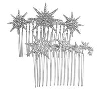 TIKODIDA Peinetas Laterales Pelo Mujer 2 Pcs Gemas de Imitación Plata, Accesorio Cabello de Novia y Tocado de Niña, Peine Decorativo para Boda y Eventos Obsequios