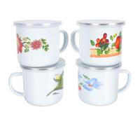 TIKODIDA Taza de Té Vintage 320 Ml Esmaltada Borde Resistente al Calor Pack de 4 Piezas para Agua, Café y Zumo