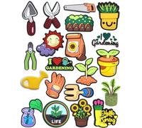 tikono 20 dijes de zapatos de jardín y herramientas de diferentes formas para decoración de zuecos, bonitos pines de decoración de zapatos para zuecos, accesorios divertidos para adolescentes y