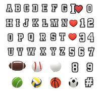 tikono Decoración de zapatos con letras y números, dijes deportivos 3D para zapatos, zuecos, alfabeto, I Love Heart Multipacks, talla única, Plástico, No es una piedra preciosa