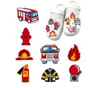 tikono Dijes para zapatos de camión de bomberos, juego de 8 piezas, decoraciones temáticas de extinción de incendios para niños y niñas, S, Plástico, No es una piedra preciosa