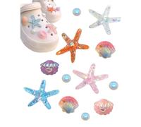 tikono Dijes para zapatos de verano, dijes de playa para mujer, bonita estrella de mar, conchas de mar, decoración de zapatos, 12 dijes de concha para sandalias tipo zuecos, Plástico, No es una piedra
