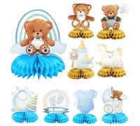 Tikplus Gender Reveal Party Deko, abejas central, decoración de mesa de baby shower, oso para baby shower, género, proclamación, niñas, niños (azul)