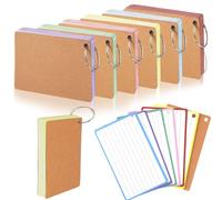 Tikplus Juego de 360 hojas de fichas con líneas, tarjetas de aprendizaje A6 con anillo y tarjetas de papel kraft, 6 colores para aprender vocabulario, tarjetas flash para aprender fórmulas o notas,