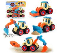 Tikplus Juguete para niños a partir de 3, 4 y 5 años, juguete de arena 4 en 1, vehículos de construcción, juego con destornillador, vehículos de construcción, juguetes educativos para niños, niñas