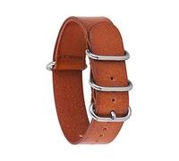 TikTako 18mm/20mm/22mm/24mm OTAN Cuero Correa de la Hebilla del Anillo de los Hombres de reemplazo Venda de la Pulsera de muñeca Silver Light Brown, 18mm