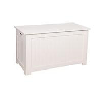 TikTakToo Baúl de Madera Blanca MDF para Juguetes, Caja Con Compartimento de Almacenamiento para Niños