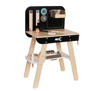 TikTakToo Mesa de herramientas para niños de madera con muchos accesorios, banco de trabajo, juego de taller
