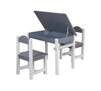 Mesa Infantil Plegable con Rollo de Papel y 2 sillas, Mesa Infantil con Espacio de Almacenamiento, Mesa de Pintura con Compartimento de Almacenamiento, Juego de Muebles para niños