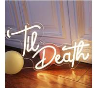 Til Death - Letreros de neón LED Blancos cálidos para Boda, Fiesta de cumpleaños, decoración de Pared, Luces iluminadas para Dormitorio, Sala de Estar, Aniversario,