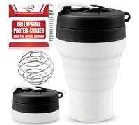 Tilcore Agitador De Proteínas Plegable Grado Alimenticio, Tapa A Prueba De Fugas De 600 Ml / 20 Oz - Vasos Mezcladores De Silicona Reutilizables Con Bola Mezcladora Para Batidos De Proteínas