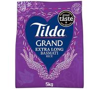 Tilda Grand Arroz Basmati Extra Largo 5 kg - Grano Suelto, Aroma Refinado, Ideal para Biryani y Curry - Premio Great Taste 2024