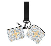 Tile Boho Green Blue Tribe - Carteras de doble pulsera para mujer, bolso organizador de tarjetas desmontable, con llavero para mujer, 2 unidades