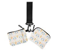 Tile Boho Green Blue Tribe - Monederos para mujer, tarjeteros, delgados, desmontables, organizador de tarjetas de crédito con llavero, 2 paquetes