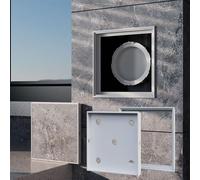 Tile Ready Flush Mount Panel de acceso invisible alicatable with Complete Hardware Kit, Paintable & Invisible Wall Repair Cover for Plumbing & Electrical(Plastic-white,4.7x4.7in)