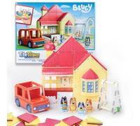 Tile Town Bluey Heeler Family Home - Juego de azulejos magnéticos de 52 piezas, juguetes interactivos STEM magnéticos, incluye figuras de Bluey y Bingo, azulejos de acción