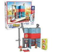 TILE TOWN Fire House - Juego de construcción de Azulejos magnéticos + Figuras, para niños de 3 a 5 años, nuevos Azulejos de acción para Juegos de acción, construcciones realistas, Juguete Creativo