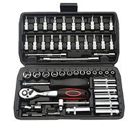 TILIBOTE Juego de llaves de vaso, juego de 53 llaves de trinquete de 1/4 pulgadas y barra de extensión, barra deslizante de cardán, juego para reparación de automóviles y uso doméstico